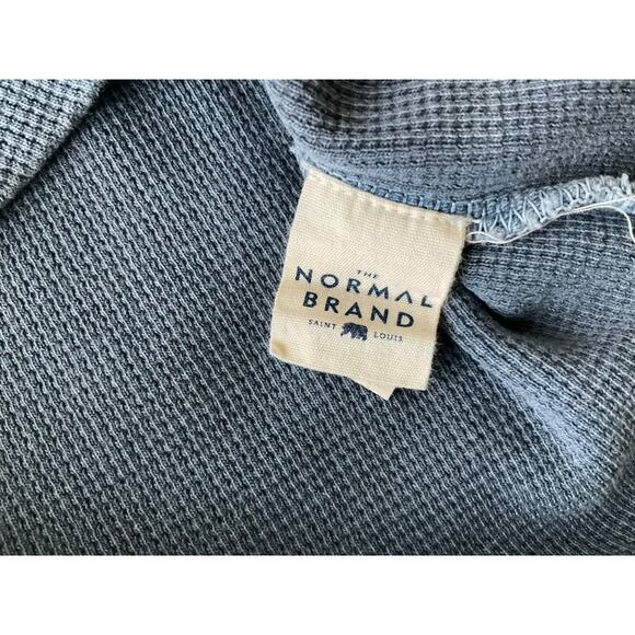 The Normal Brand Ribbed V Neck Top Shirt Long Sleeves Blue Women's M - Picture 3 of 8